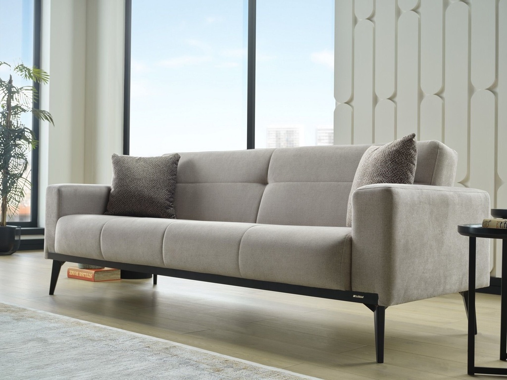 Cansas Üçlü Koltuk Siyah - Vizon