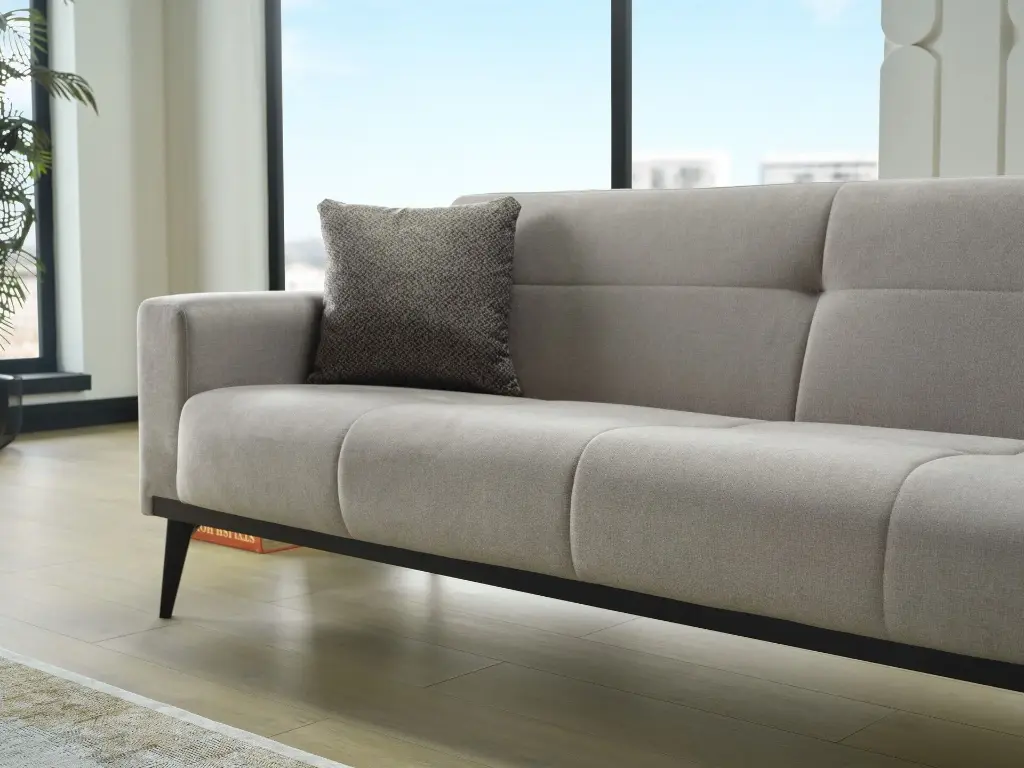 Cansas Üçlü Koltuk Siyah - Vizon