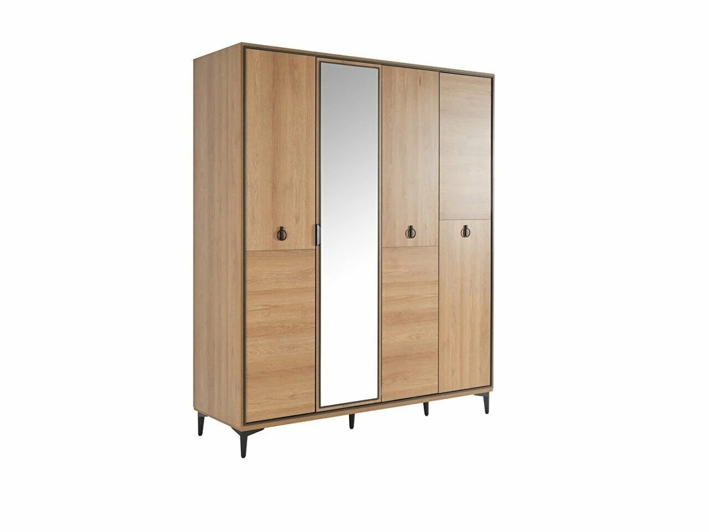 [22VSK2004LCBO] VISTA 4 KAPAKLI DOLAP LOFTY CEVİZ /MISTY ANTRASIT