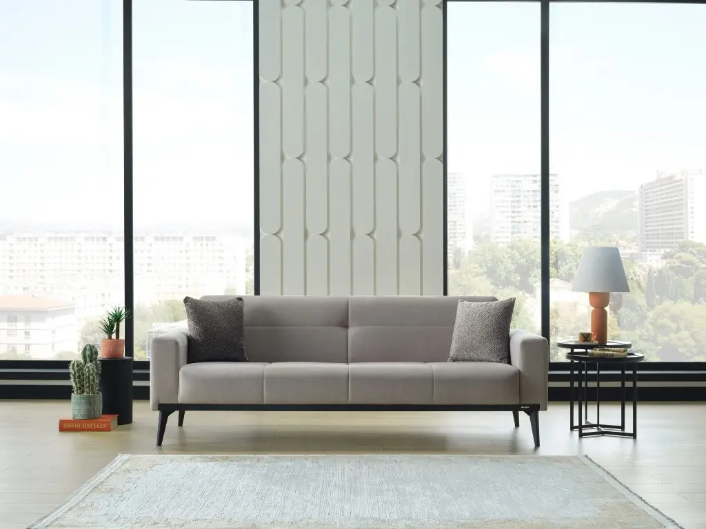 Cansas Üçlü Koltuk Siyah - Vizon