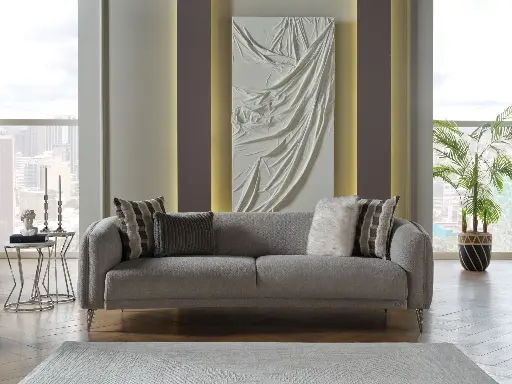 [201ASTK0304000003] Aysa X Üçlü Koltuk Sabit Gri