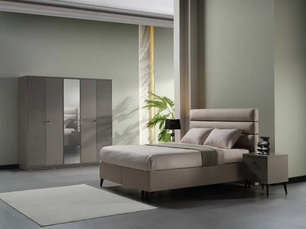 TRUVA 5 KAPAKLI DOLAP ERCİYES KREM/TRUVA TEKSTİL