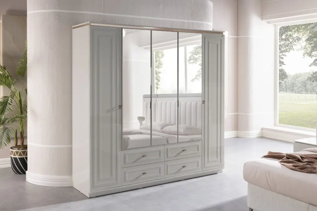 BRIELLA 5 KAPAKLI DOLAP HG BUZ GRİ/ONYX MERMER