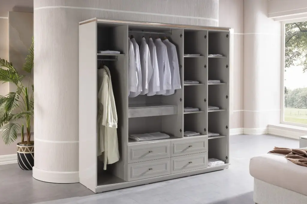 BRIELLA 5 KAPAKLI DOLAP HG BUZ GRİ/ONYX MERMER