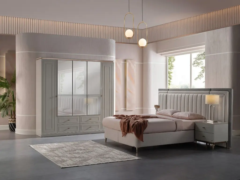 BRIELLA 5 KAPAKLI DOLAP HG BUZ GRİ/ONYX MERMER