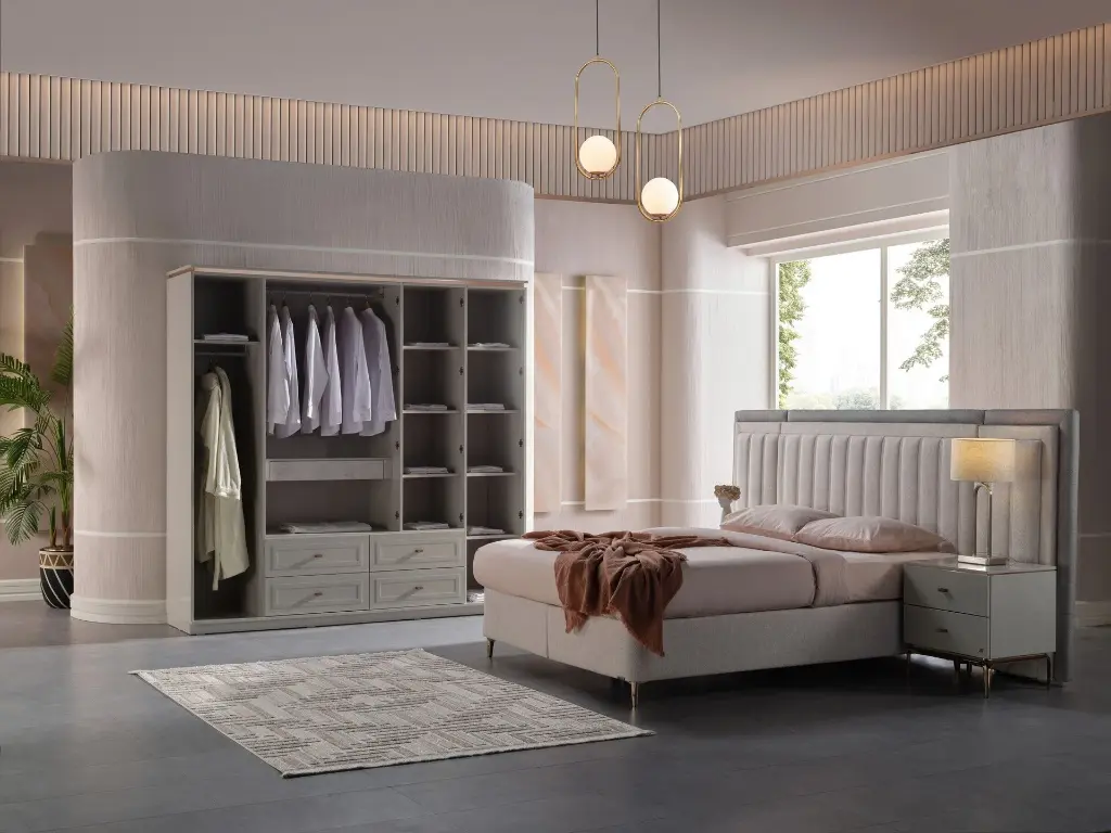 BRIELLA 5 KAPAKLI DOLAP HG BUZ GRİ/ONYX MERMER