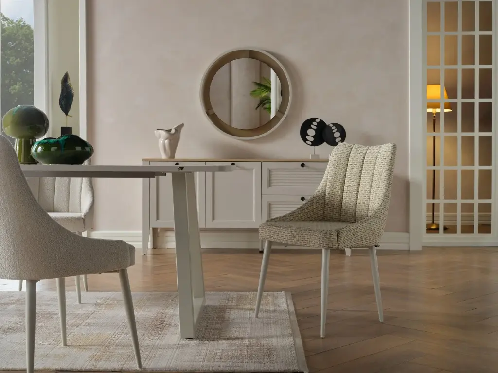 FİONA 8235 SANDALYE 2 li FIONA GRI MAT/FIONA KREM-VIZON ANA VELVABASIC HM06 YES/// 