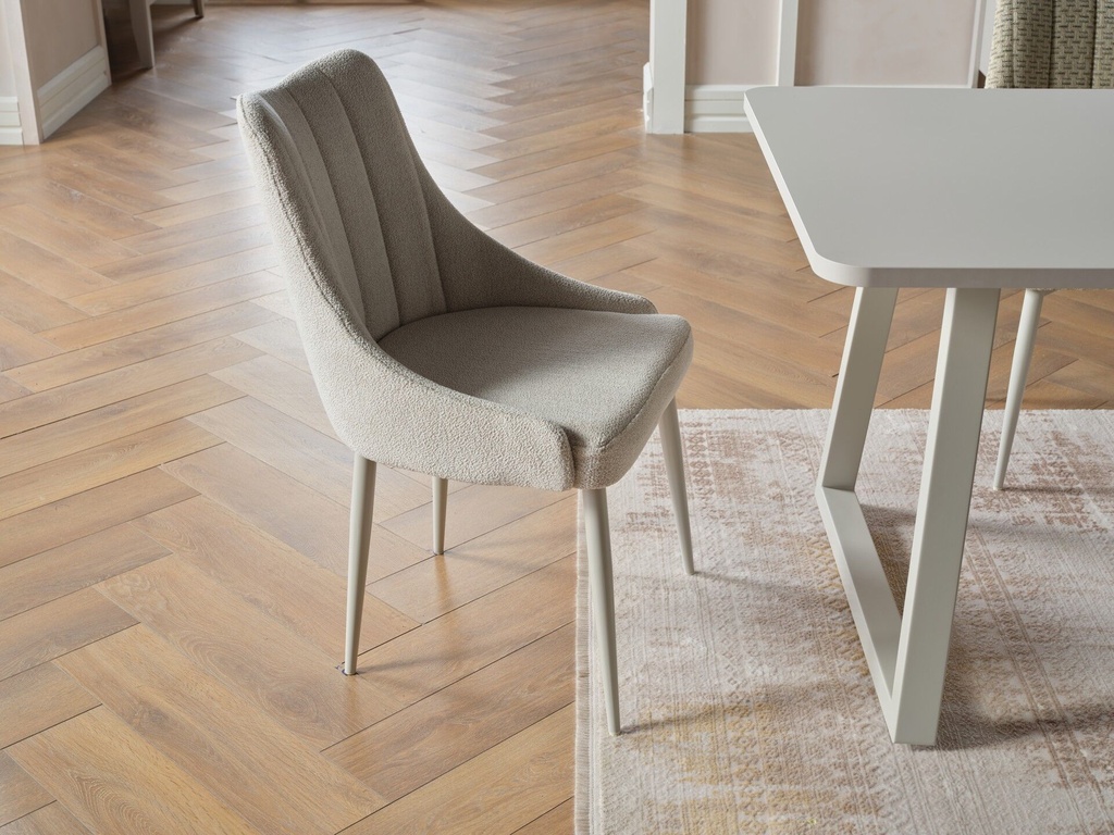 FİONA 8235 SANDALYE 2 li FIONA GRI MAT/FIONA KREM DUZ NEWCOSWELL E-6351 34-01/// 