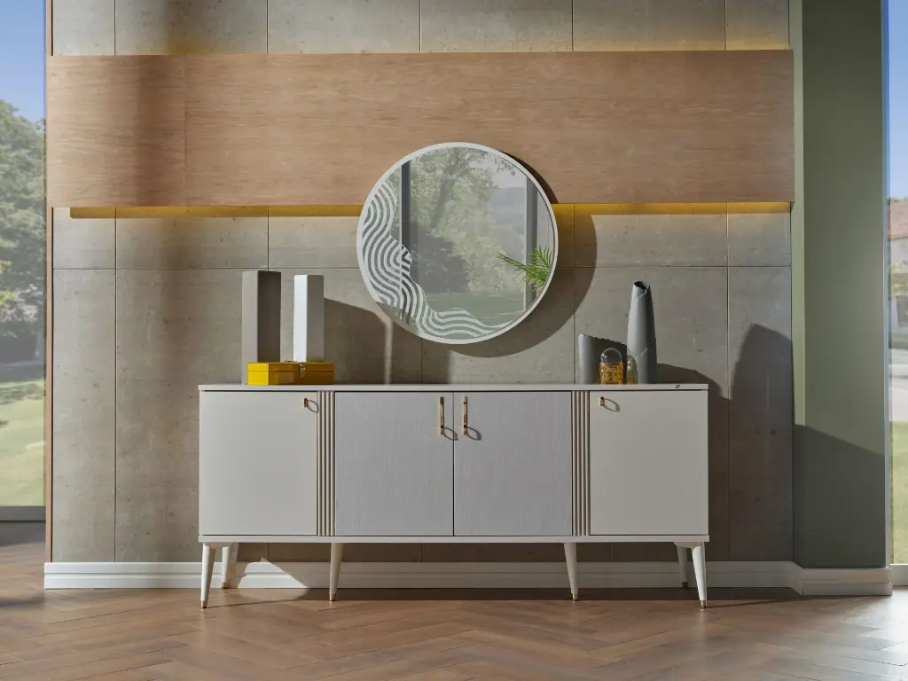 ALYA KONSOL SEDEF KREM/GOCCE TEKSTİL DESEN