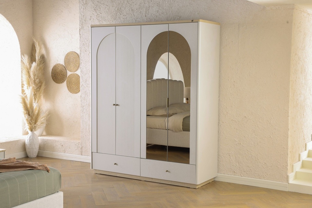 BORNEO 4 KAPAKLI DOLAP SEREZ GRI/INTRO MESE 