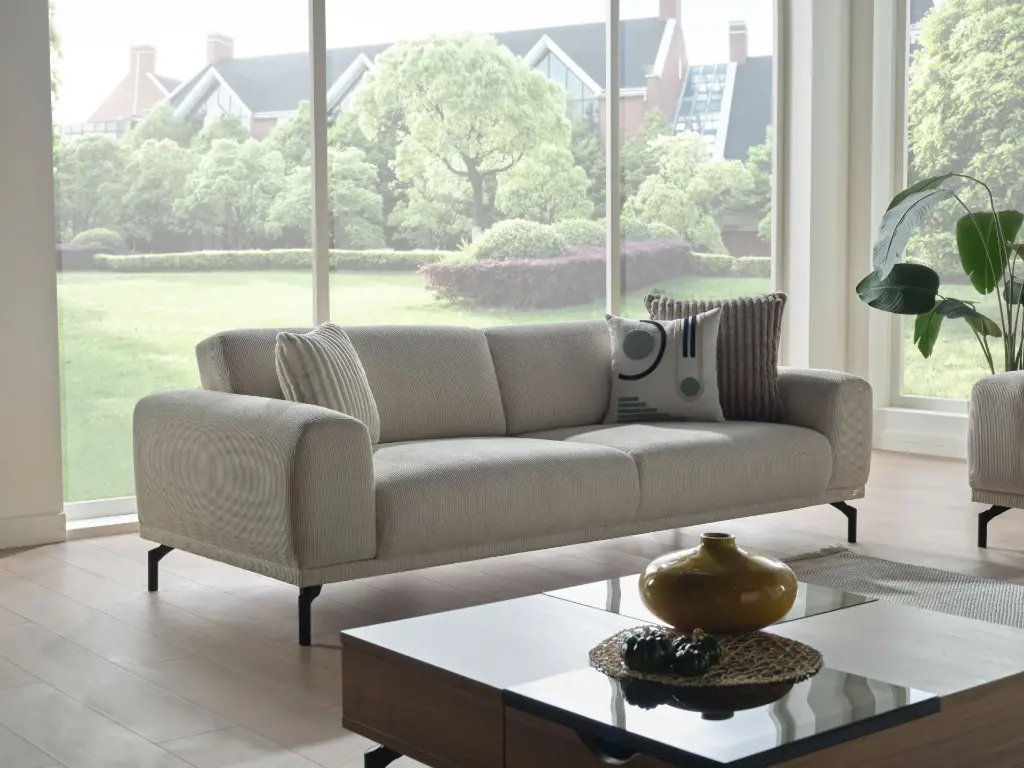 PLATO S SYH UCLUYTLI 5B-STRIPE KREM DUZ//STRIPE VIZON PELUS///////LINEN KREM DUZ2/PUNCH PLATO S YESIL DESEN////STRIPE EKRU PELUS