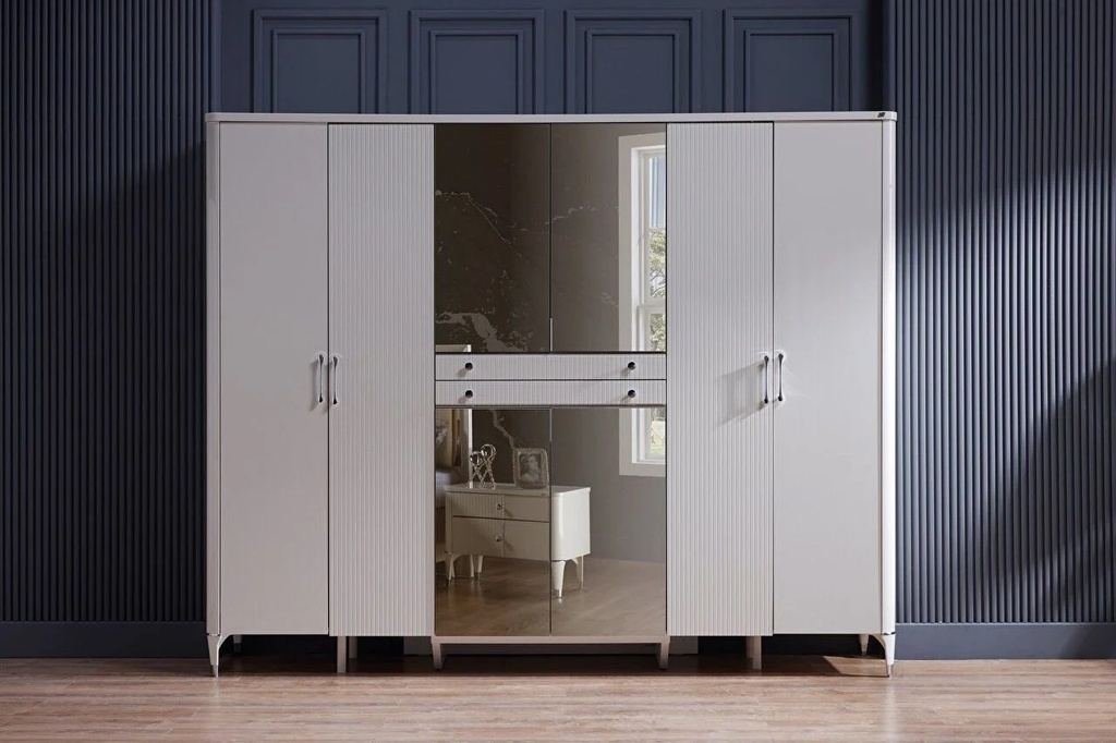 ARENA 6 KAPAKLI DOLAP PORSELEN BEYAZ/MIRA DESEN