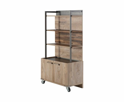 [22PEL3400GJGY] PN PALET KITAPLIK MESE OAK ENDGRAIN/METALIK