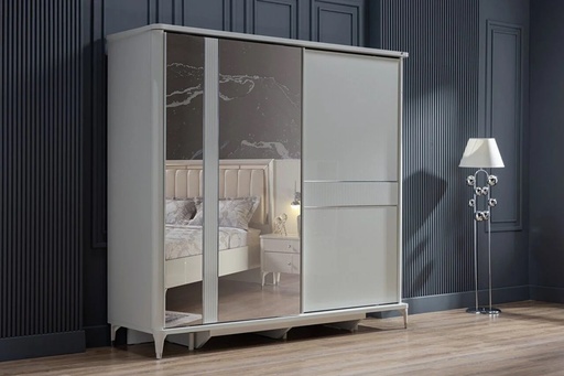 [22ANA2001ZIGM] ARENA SURGU KAPAKLI DOLAP PORSELEN BEYAZ/MIRA DESEN