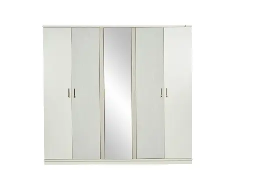 [22AYY2005SCGA] ALYA 5 KAPAKLI DOLAP SEDEF KREM/GOCCE TEKSTİL DESEN