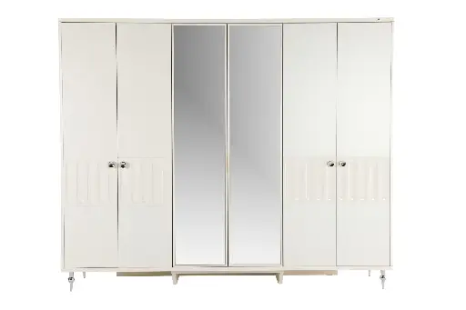 [22BLC2061OPGM] BLANCA 6 KAPAKLI AYNALI DOLAP OPAK BEYAZ /KROM 