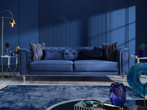 [201BLNA0404000020] Blanca Üçlü Koltuk Lacivert - Model 1 - Altın 